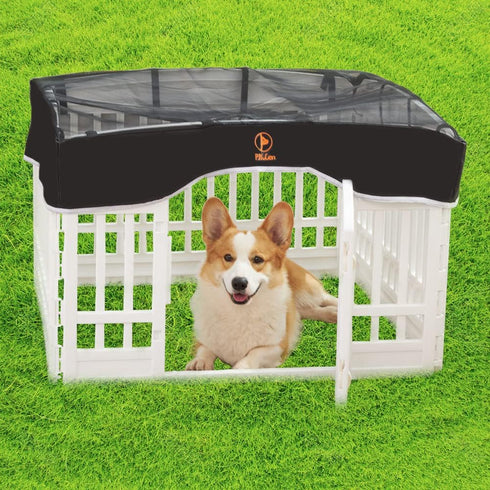 PJYuCien Dog Playpen Mesh Top Cover, Fits 36 Inch 4 Panels Regular Square Plastic Exercise Pet Pen, Velcro Connections, Black (Note: Cover Only, P...