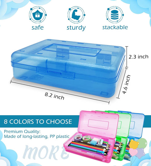Plastic Translucent Pencil Box,Pencil Cases with Snap-Tight Lid for Pens, Pencils, School Supplies,Office Supplies, 1 Pack...