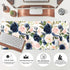 Blue Pink Mouse Pad Ink and Wash Blue Pink Flower Boho Desk Supplies for Women Office Aesthetic Desk Mat Mousepad Desk Pad Keyboard Pad, Non-Slip ...
