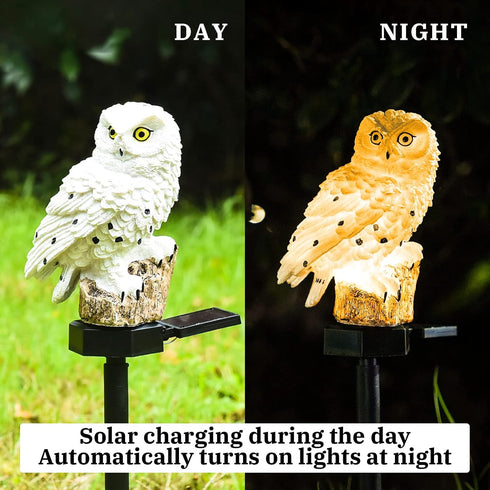 Garden Solar Light Outdoor Decor, Resin Owl Solar LED Light with Stake, Animal Waterproof Light for Flower Fence Lawn Passage Walkway Courtyard Pa...