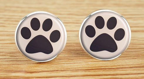 Custom Classic Jewelry Tuxedo Shirt Sliver Cufflinks Men's Unique Business Wedding Gifts (Dog Paw Print)...