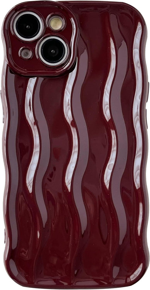 Caseative for iPhone 14 Case,Water Ripple Pattern Curly Wave Frame Soft Compatible with iPhone Case (Red,iPhone 14)...