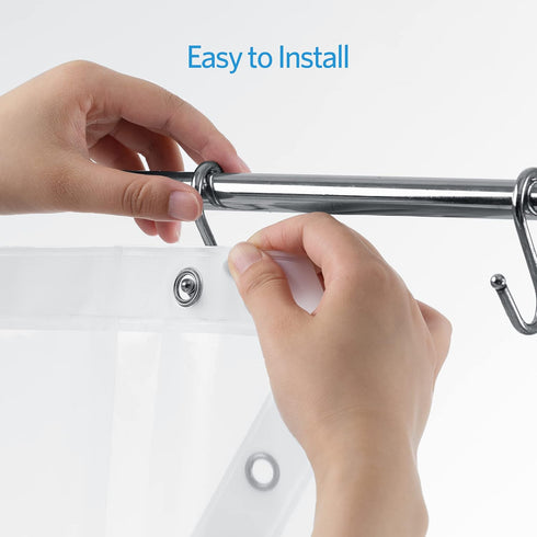 EHZNZIE Clear Shower Curtain Liner Light Weight PEVA, Shower Liner 72x72 Inches, Waterproof, No Chemical Smell with 12 Rust Proof Metal Grommets H...