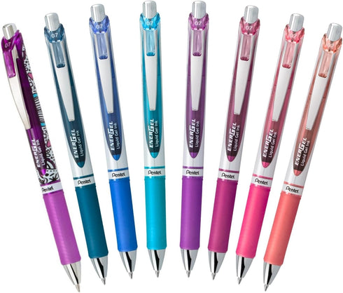 EnerGel RTX Retractable Liquid Gel Pen, Creator Expressions Pack, 0.7mm, Metal Tip, Medium Line, Assorted Ink, Pack of 8 Pens (BL77XRIGBP8M)...
