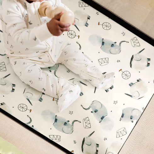 Pack n Play Sheets FItted 2 Pack, Stretchy Ultra Soft Jersey Knit Pack and Play Sheets, Universal Fitted Portable/Mini Crib Mattresses Snug and Sa...