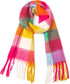 Large Chunky Plaid Scarf Coloured Checked Oversized Scarf Tassel Soft Fall Winter Thick Warm Shawl Women...