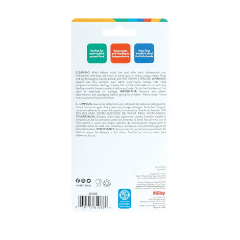 Nuby Dip & Scoop Spoons - (2-Pack) Baby Led Weaning Spoons for Babies - 6+ Months - Red and Blue...