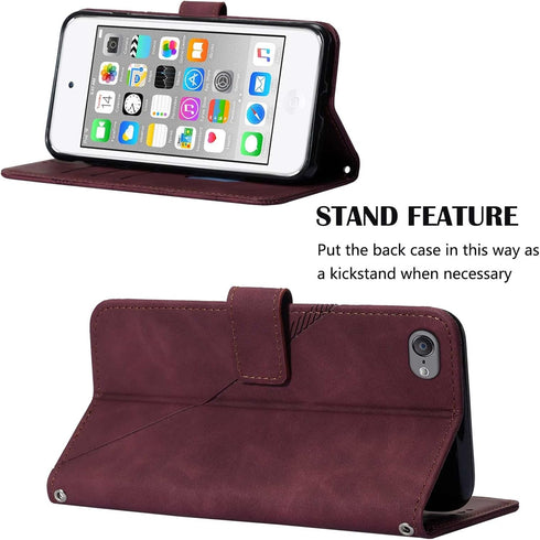 Wallet Case for iPod Touch 5, iPod Touch 7 Case with Magnetic PU Leather Flip Case with Card Holders Kickstand Case Shockproof Protection Case for...