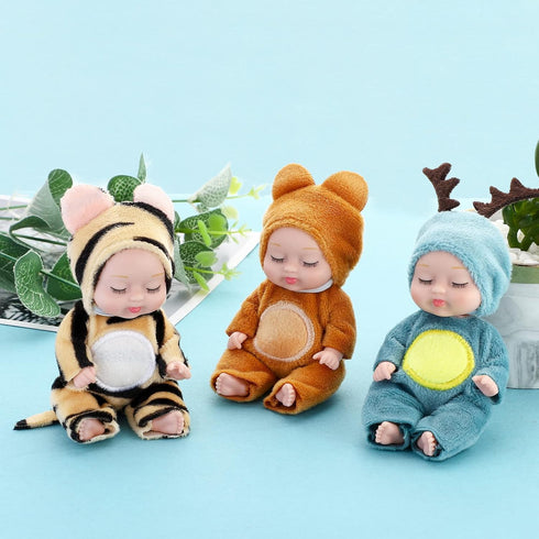 ONEST 6 Sets 4 Inch Dolls Cute Baby Dolls Include 6 Pieces Baby Mini Dolls, 6 Sets Handmade Doll Clothes...