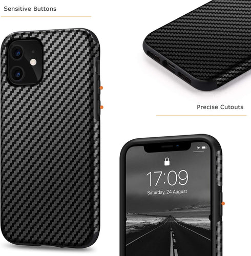 Tasikar Compatible with iPhone 11 Case Carbon Fiber Leather Design with TPU Bumper Premium Hybrid Case (Black)...