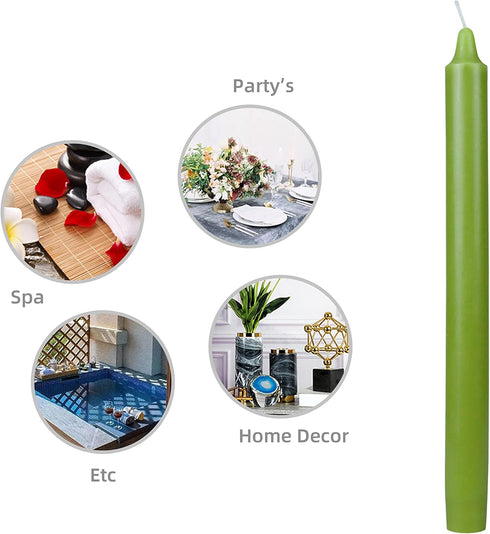 Zest Candle 12-Piece Taper Candles, 10-Inch, Sage Green Straight...