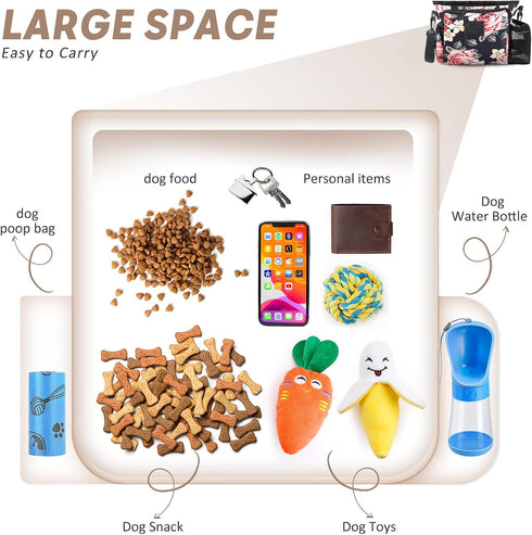 Large Dog Treat Pouch for Training with Magnetic Closure, Portable Dog Walking Fanny Pack Built-in Poop Bag Dispenser and Multiple Pockets, Includ...