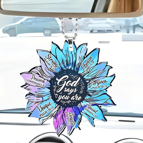 Flower Car Rearview Mirror Accessories, Creative Car Hanging Ornament, Unique Christian Jesus Car Pendant Charms for Home Decoration Keepsake Chri...