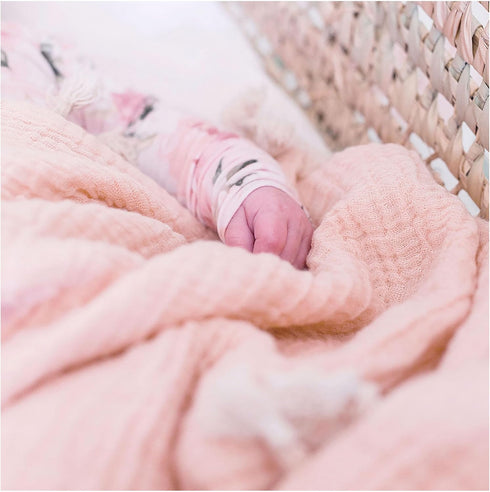 Crane Baby Muslin Swaddle Blanket, Soft Cotton Lightweight Nursery and Stroller Blanket for Baby Boys & Girls, Desert Rose, 30" x 40"...
