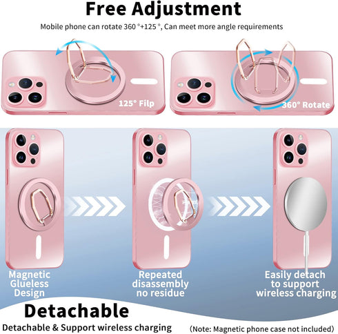 Portable Magnetic Ring Holder for iPhone 15 14 13 12 Series, Strong Magnetic Finger Phone Grip Stand for MagSafe case, Phone Kickstand Pink......