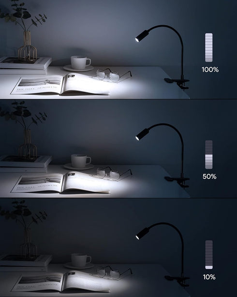 JHD Led Desk Lamp with Clamp - 10 Brightness Levels, 12" Flexible Gooseneck,Eye Protection USB Lamp - Suitable for Home Office, Reading, Bed Light...