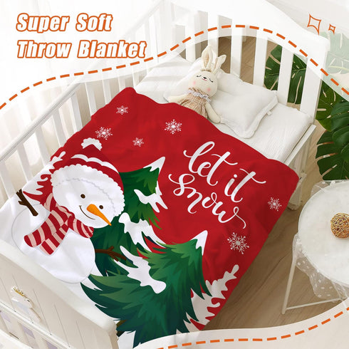 YeeJu Christmas Throw Blanket Kids Small Red Christmas Snowman Blanket for Girls Boys Child Baby Bed Soft Lightweight Fuzzy Plush Fleece Blankets ...