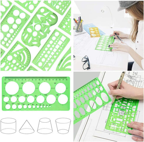 12Pcs Geometric Stencils,Drawing Tools Drafting Templates,Circle Shape Stencils Drawing Stencils Drafting Tools for Art,Design...