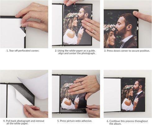 Neil Enterprises Inc. 2.5" x 3.5" Black Leather Self-Stick Photo Album - Holds 10 Photos...