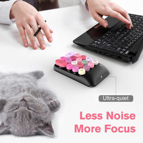 PINKCAT Wireless Number Pad, Cute 18 Keys Numeric Keypad with 2.4G Mini USB Receiver, Portable Silent Number Numpad Financial Accounting for Lapto...