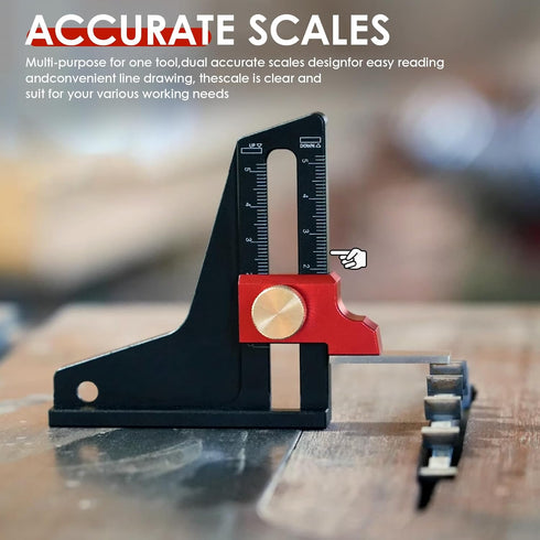 Saw table height ruler, table saw depth measuring ruler double scale, woodworking DIY height measurement tool (Reddish black)...