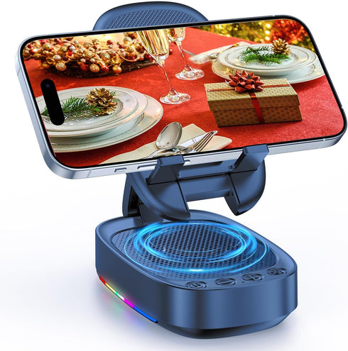 Cell Phone Stand with Wireless Bluetooth Speaker, Unique Gifts for Men/Women, Adjustable Phone Holder with 5 Colorful LED Modes, Anti-Slip Base HD...