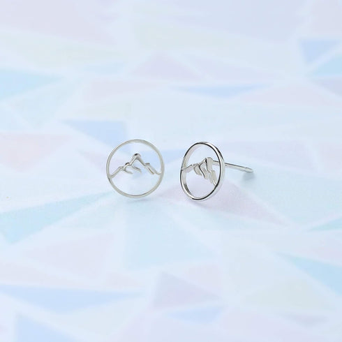 Boma Jewelry Sterling Silver Circle Mountain Peak Stud Earrings...