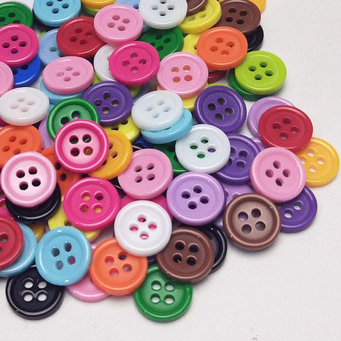 Libiline 100pcs Resin Button Solid Color 4Holes Craft Clothe Sewing Card Making Sweater Shirt (Multi-color, 9/20"(11mm))...