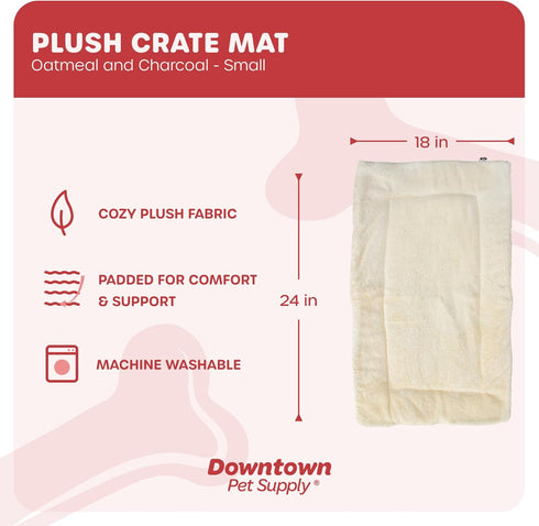 Downtown Pet Supply - Dog Crate Mat - Comfort Dog Bed or Cat Bed - Soft Fleece Nap Mat - Easy Maintenance, Machine Washable Dog Bed - Oatmeal/Char...