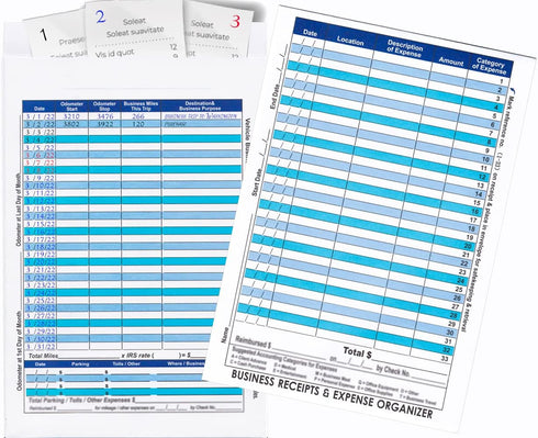 12 Pack Blue Large Business Receipts & Expense Organizer Envelopes for Expense Tracker and Storing Receipts-The Front Detail is Expense Ledger to ...