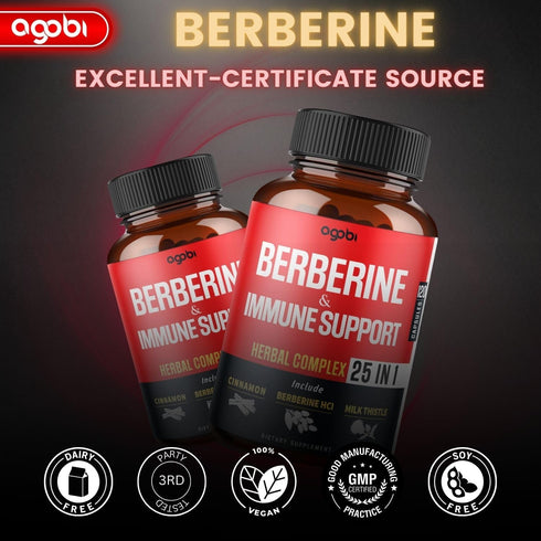 Premium Berberine Supplement with Ceylon, Ashwagandha, Turmeric, Milk Thistle, Elderberry & Black Pepper - Supports Immune System, Cardiovascular ...