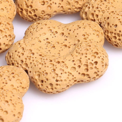 GEM-Inside Natural 27mm Yellow Lava Rock Beads Gemstone Flower Shape Energy Stone Loose Beads for Jewelry Making Jewelry Beading Supplies for Wome...