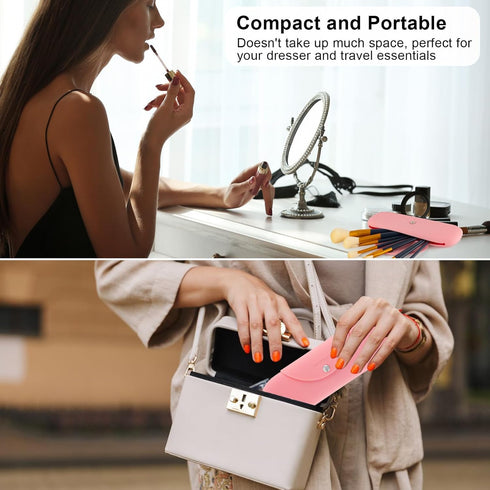 Travel Makeup Brush Holder, Silicone Makeup Brush Organizer, Soft Dirt-resistant Brushes Cosmetic Bag, Makeup Brush Bag Travel Essentials for Wome...
