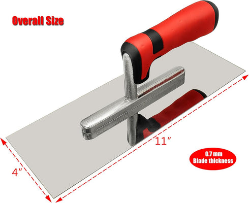 Stainless Steel Flat Finishing Trowel (11" x 4") Concrete Cement Drywall Plastering Tile Masonry Construction Hand Tools...