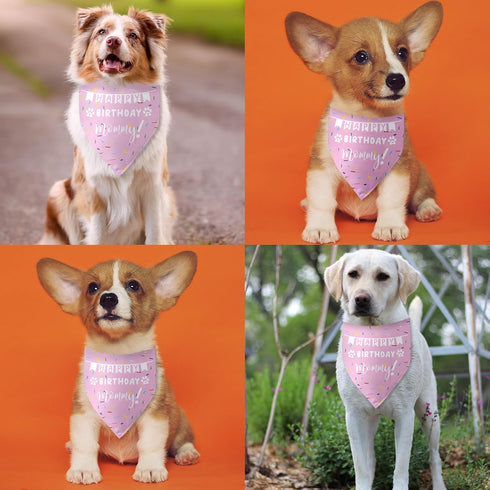 Happy Birthday Mommy Mom Dog Triangle Dog Bandana Scarf Birthday Party Accessorie Gifts for Dog Mom Lovers...