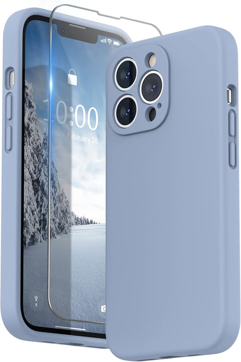 SURPHY Compatible with iPhone 13 Pro Case with Screen Protector, (Camera Protection & Soft Microfiber Lining) Liquid Silicone Phone Case 6.1 inch ...