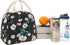 EurCross Women's Lunch Bags for Work with Chic Floral Daisy Pattern,Canvas Stylish and Insulated Black Lunch Tote Bento box Bag Carrier of On-the-...