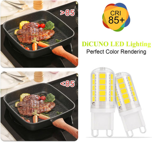 DiCUNO G9 LED Bulb 40W, Daylight White 6000K, 400LM, G9 Bi-pin LED Bulbs for Chandelier Light, Non-dimmable, G9 Halogen Bulb Replacement for Penda...