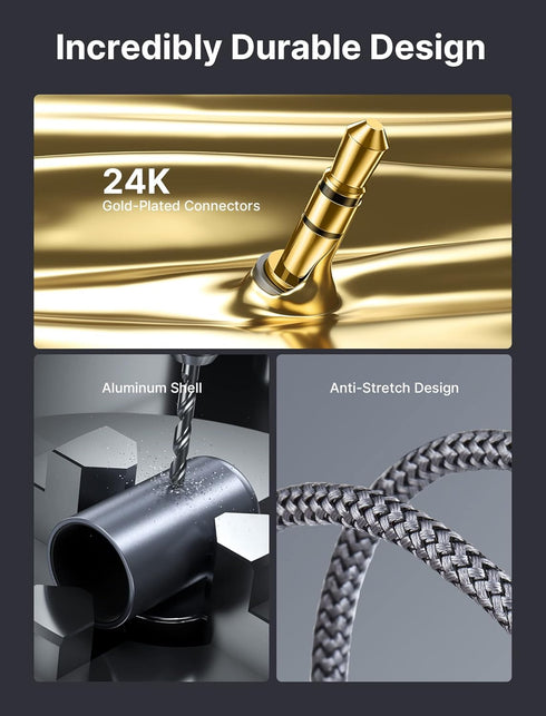 JSAUX 4ft/1.2M Aux to RCA Headphone Male to Male Jack Adapter Nylon Braided 1/8 to RCA Audio Y Cord for Smartphones, MP3, Tablets, Speakers, HDTV ...