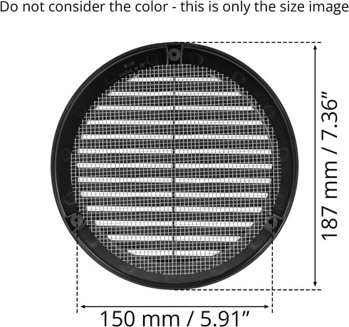 5Pack ø6" Inch Black Plastic Round Soffit Vent - Air Vent Louver - Grille Cover - Built-in Screen Mesh - HVAC Ventilation - Fresh Air Exchange in ...