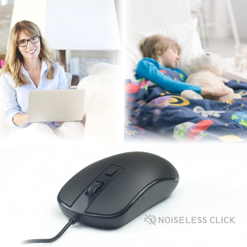 SB101 Computer Mouse Wired 3 Pack, Office Noiseless Slim USB Optical Corded Mouse for Laptop Chromebook PC Home Notebook...