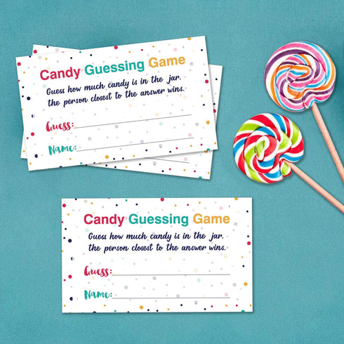 Candy Guessing Game Cards, Games Activities and Decorations, 50-Pack....