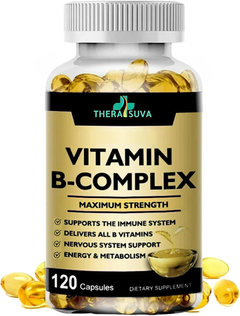 Thera SUVA Max Strength Vitamin B-Complex + CoQ10 + Vitamin C - Supplement for Energy, Metabolism Support, 120 Softgels, 60 Day Supply...