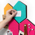 Navaris Hexagon Felt Board Tiles - Set of 6 Notice Memo Bulletin Boards with Push Pins Pack 5.9 x 7 inches (15 x 17.7 cm) - Turquoise, Orange, Pin...