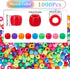 SUNNYCLUE 1000Pcs Mixed Pony Beads Bulk Opaque Pony Beads 6x8mm Plastic Craft Beads Red White Blue Pink Yellow Pony Beads Mixed Color Beads Set fo...