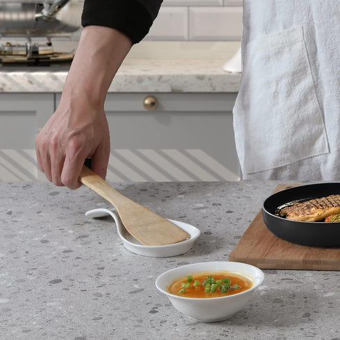 Porcelain Spoon Rest Large Spoon Holder Utensil Rest for Kitchen Counter Stove Top, Dishwasher Safe (White)...