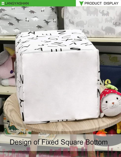 LANGYASHAN Square Storage Baskets Waterproof Canvas Children Laundry Nursery Hamper for Shelves Gift Baskets Toy Organizer Room Decor (Square alph...