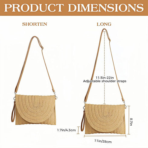 Straw Shoulder Bag Clutch Crossbody Bag Beach Handmade Bag Woven Rattan Bag for Women Envelope Purse Wallet...