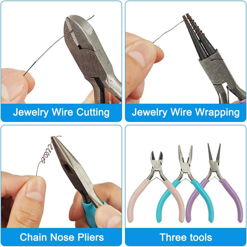 Set of 9 Jewelry Making Tools Kit, lyfLux Jewelry Pliers with Jewelry Beading Wire, Includes Chain Nose Pliers, Round Nose Pliers, Wire Cutters an...