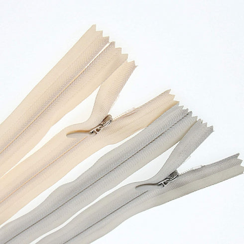 24 Inch 10PCS Invisible Nylon Coil Zipper,Clothing Zipper,Hidden Zippers DIY Sewing Tools for Tailor Sewing Crafts(5 pcs Grey and 5 pcs Beige 61cm...